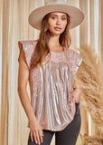 Rose Gold Shimmer Embroidery Top