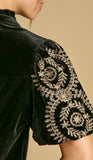 Velvet Embroidery Sleeve Top