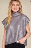 Metallic Foil Sweater Top