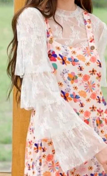 Ivory Ruffle Sleeve Lace Top