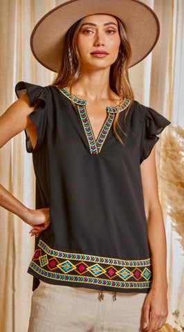 The Black Crissi Embroidery Top