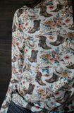 Floral Boots Mesh Top
