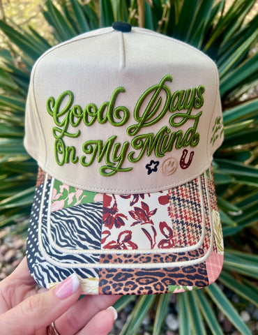 The Suzie Leather Aztec Patch Cap