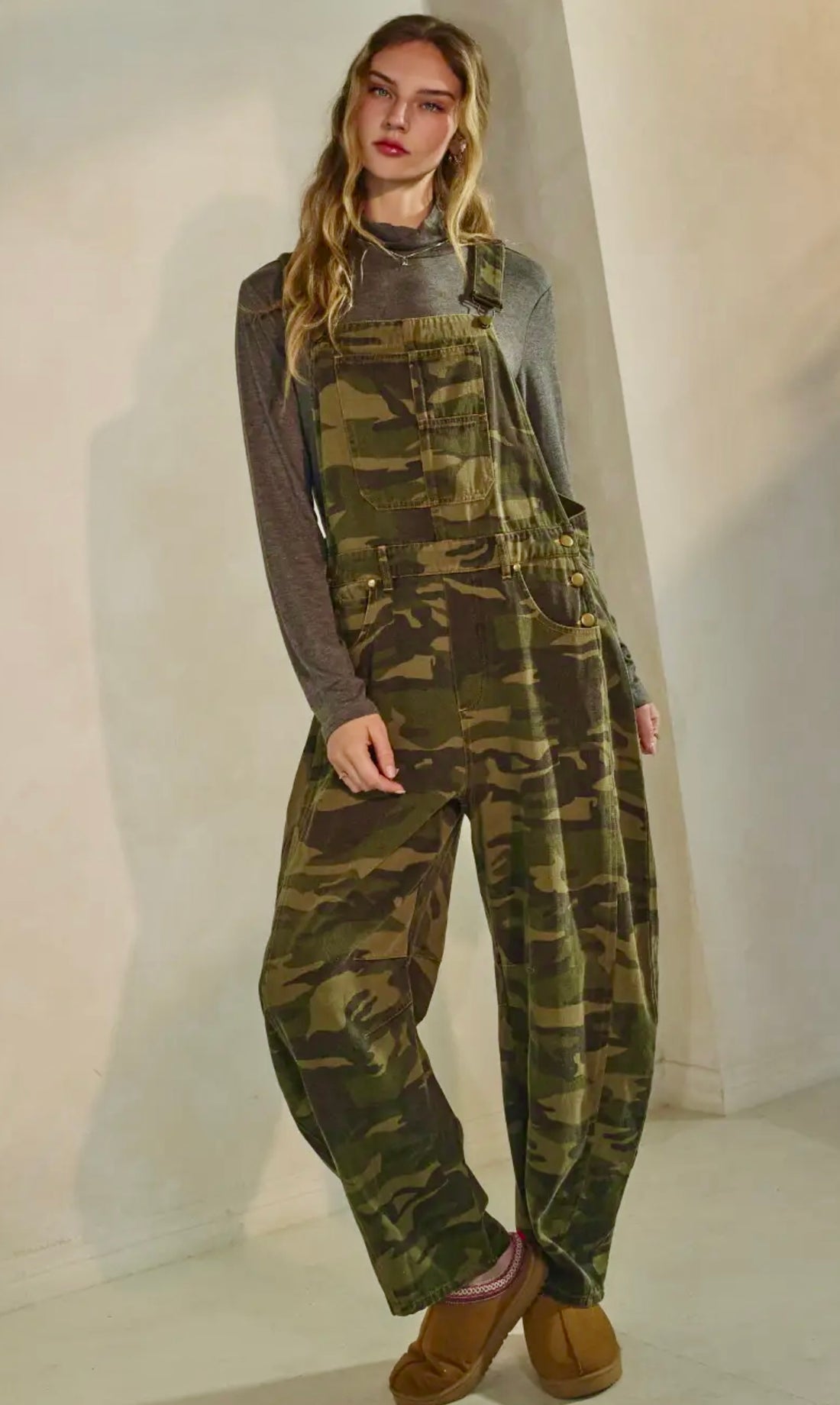Camo Barrel Overalls