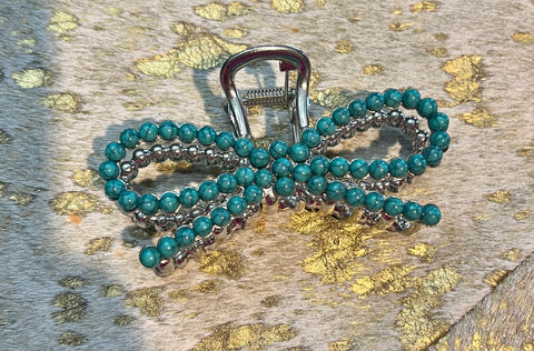 Turquoise Metal Claw Clip