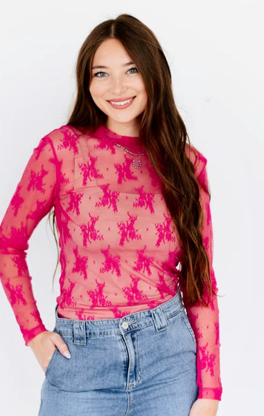 Hot Pink Lace Top