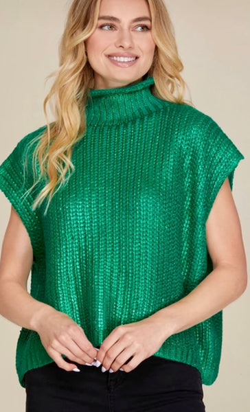 Metallic Foil Sweater Top