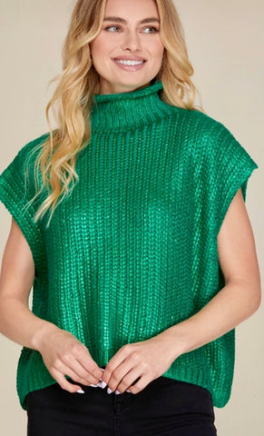 Metallic Foil Sweater Top