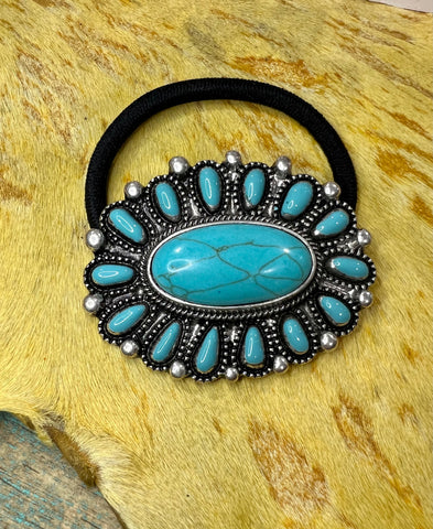 Turquoise Cluster Hair Tie