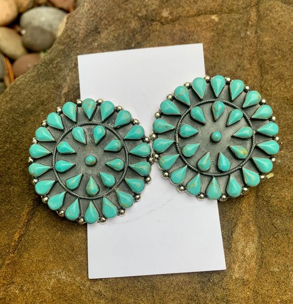 Classy Cluster Turquoise Earrings