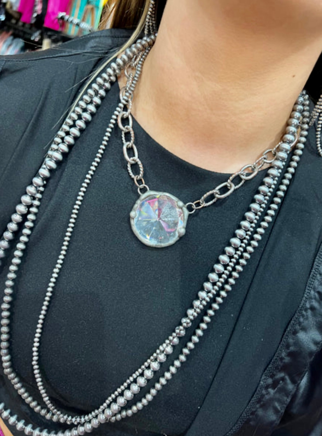 Triple Strand Navajo Pearl Necklace