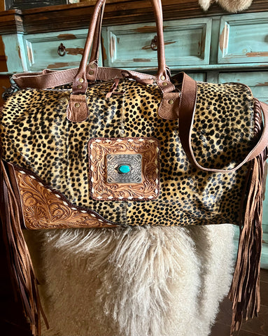Turquoise Tooled Tote