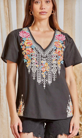 Black Embroidery Top