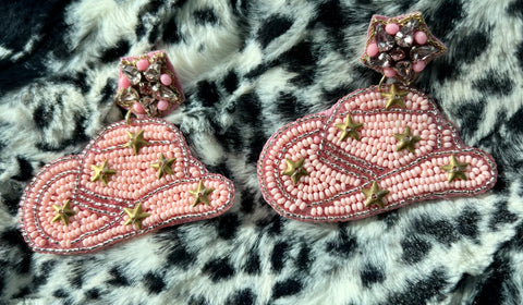 The Perry Pink Cowboy Hat Earrings